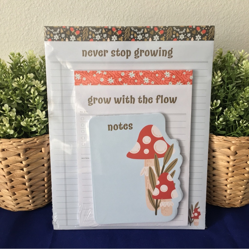 Novelty Mushroom Stationery Notepads 3pc. Set / Bundle
